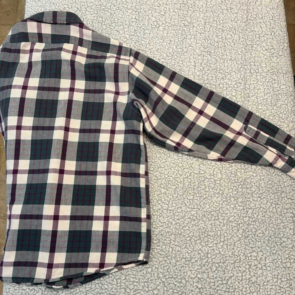 VTG L.L. Bean USA Classic Flannel Shirt, Women Sz M Plaid Green Plum, Midweight - Picture 12 of 12